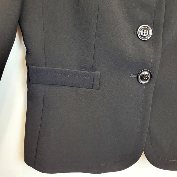 Talbots Outlet Black 3 Button V Neck Blazer, Rear Peplum Pleats, Size 4, NWT - Picture 5 of 12